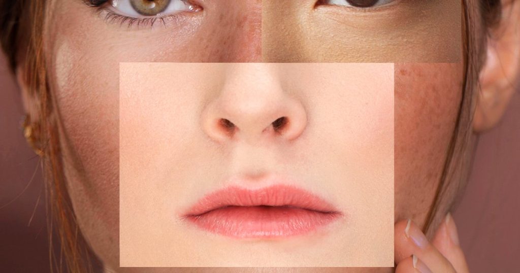 Close-up of a face with feature patches, micro expressions vs face reading